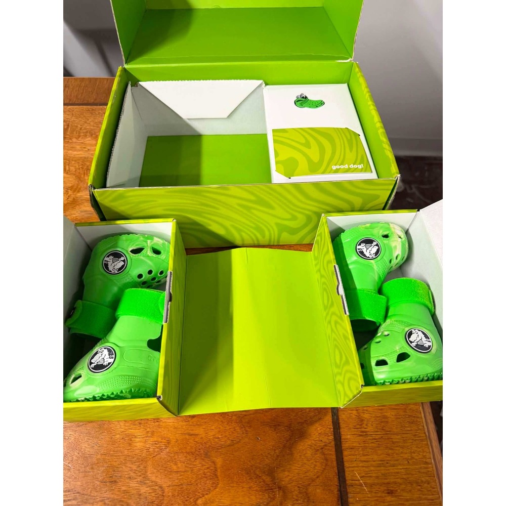 Bark Crocs Pet Large Green Dog Boots Clogs Marble Pattern BARK x Crocs Collab